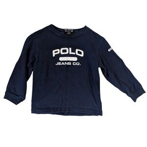 Vintage Polo‎ Jeans Co. Ralph Lauren Kids Navy Long Sleeve Graphic T-Shirt- 4T